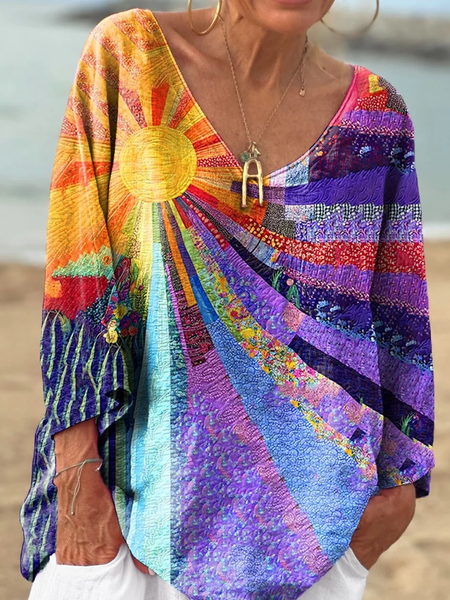 

Geometric Long sleeve Shirt, Multicolor, Long sleeves