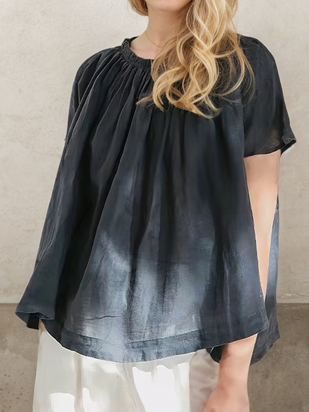 

Linen Casual Plain linen-cotton Blouse, Black, Blouses & Shirts