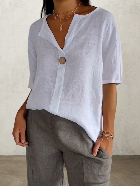 

Linen Casual Plain linen-cotton Blouse, Off white, Blouses & Shirts