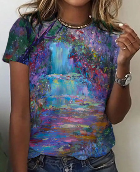 

Abstract geometry Print T-Shirt, Purple, T-shirts
