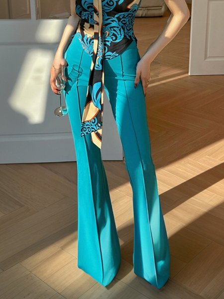 

Elegant Plain Flare Pants, As picture, Pants