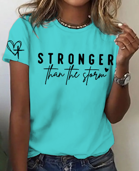 

Stronger Than the storm Print T-Shirt, Green, T-shirts