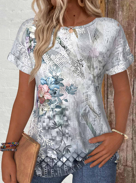 

Casual 3D Printing Crew Neck Short Sleeve T-shirt, As picture, T-shirts