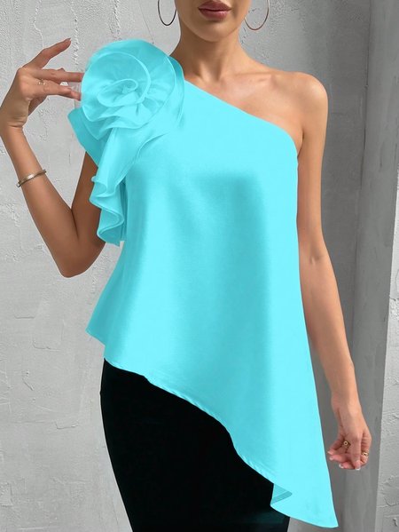 Urban Plain 3D Floral Blouse, White, Blouses and Shirts