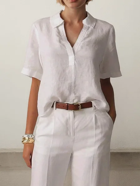 

Linen Casual Plain linen-cotton Shirt, Off white, Blouses & Shirts