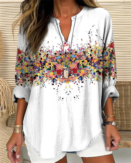 

Flowers and plants Print Blouse, White, Blouses