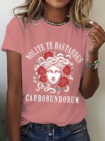 

Women's Nolite Te Bastardes Carborundorum , Retro Feminist Casual Short SleeveT-Shirt, Orange pink, T-shirts