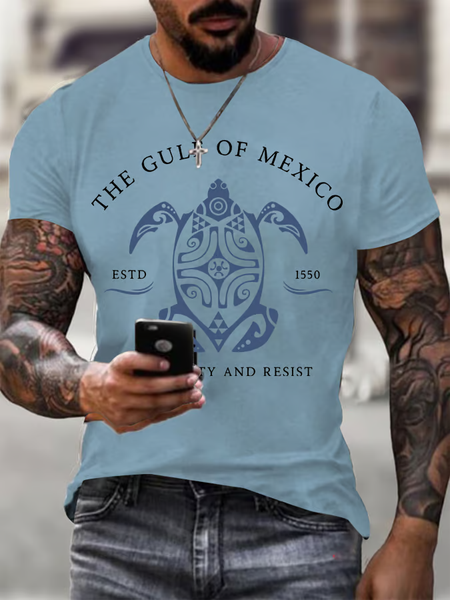 

Men's Gulf Of Mexico Printed Round Neck T-Shirt, Light blue, T-shirts