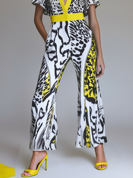 

Urban Color Block Animal Print Fashion Pants, As picture, Pants