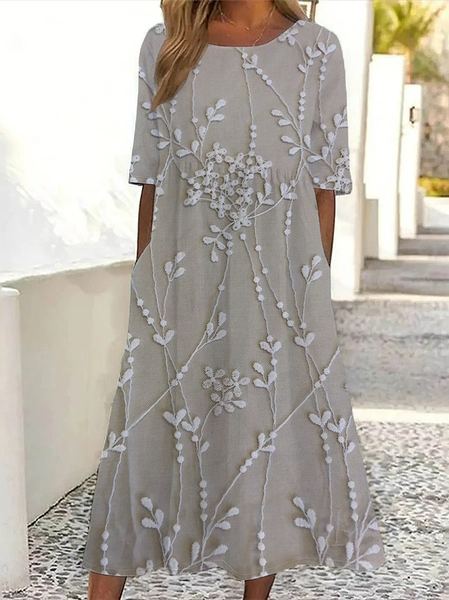 

Women's Short Sleeve Summer As Picture Floral Printing Crew Neck Daily Going Out Casual Maxi H-Line Shift Dress Dress, Dresses