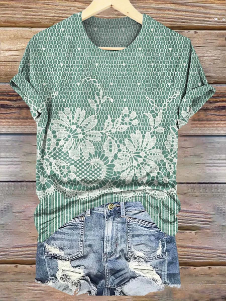 

Casual 3D Printing Crew Neck Short Sleeve T-shirt, As picture, T-shirts