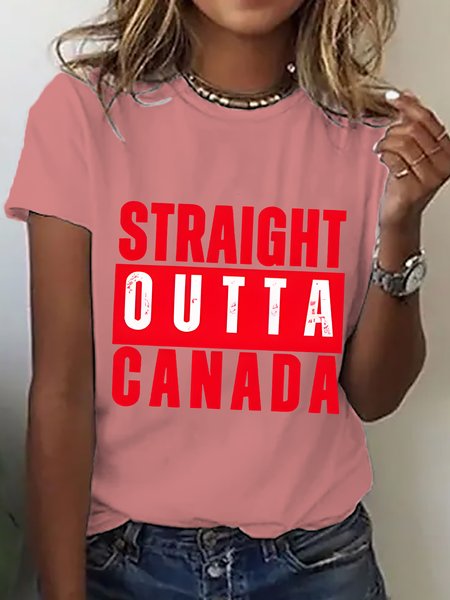 

Women's Straight Outta Canada Casual Short Sleeve T-Shirt, Orange pink, T-shirts