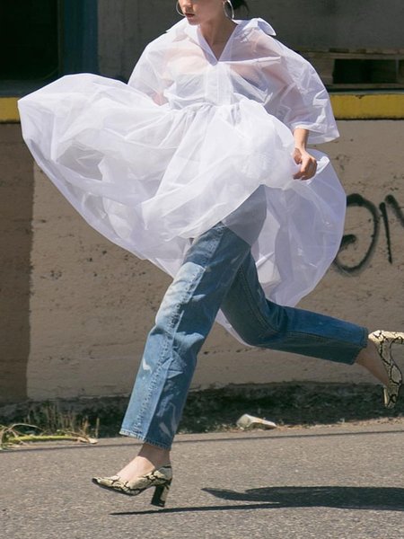 

Urban Plain Shirt Collar Blouse Includes Inner Tube Top, White, Blouses and Shirts
