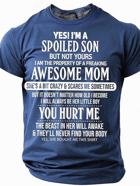 

Men's Funny Slang,Yes, I'm A Spoiled Son Short-sleeved T-shirt, Navyblue, T-shirts