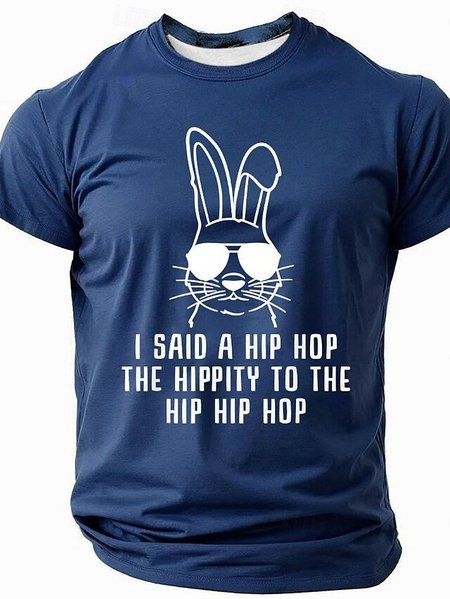 

Men's Humor Hip Hop Daddy Bunny Funny Short Sleeve T-shirt, Navyblue, T-shirts