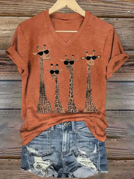 

Funny Deer Casual Deer Cotton-Blend T-Shirt, Orange, T-shirts