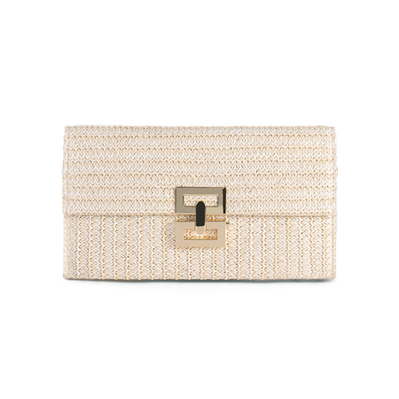 

Vacation Straw Clutch Bag, Off white, Bags