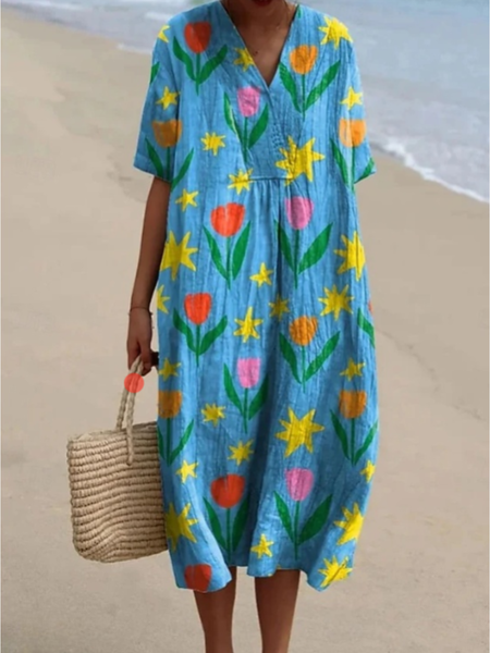 

Vacation Regular Fit Dress With No Belt, Green, Dresses