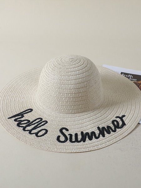 

Vacation Text Letters Straw Visor, Apricot, Hats