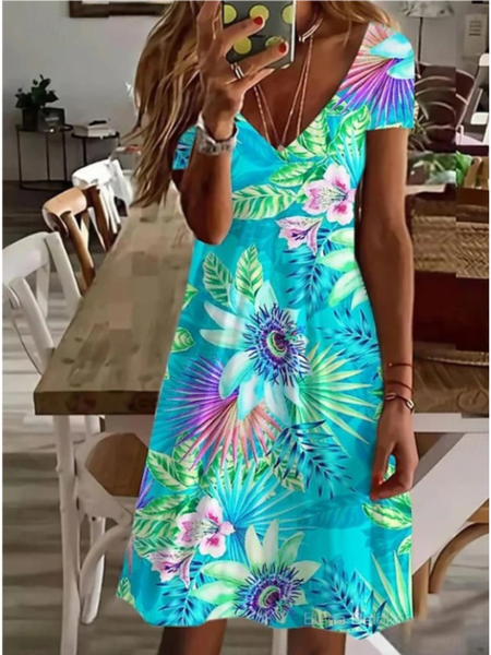 

Sundress Vacation Floral Graphic Comfy Casual Midi Dress, Green, Dresses