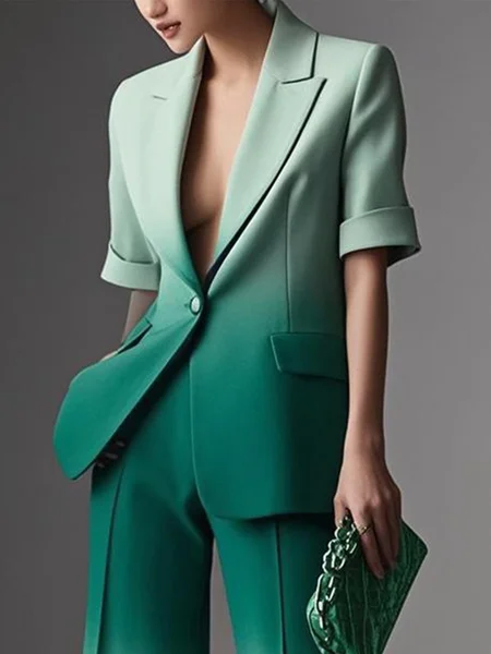 

Urban Printing Ombre Lapel Collar Blazer, Green, Blazers