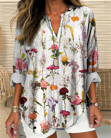 

Flowers Print Blouse, White, Blouses