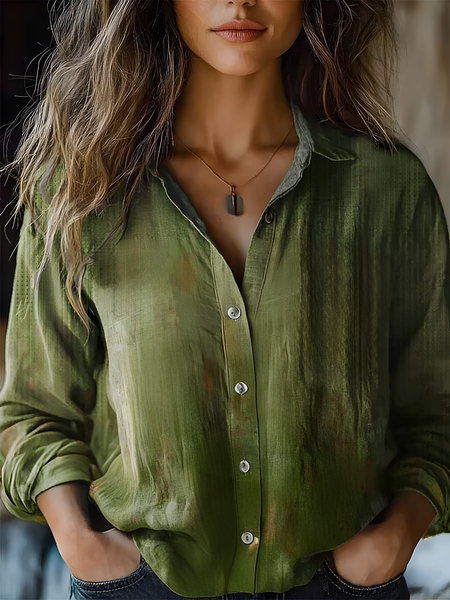 

Women's Comfortable Casual Long Sleeve Shirt, Green, Blouses