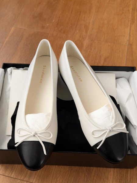 

Casual All Season Color Block Pu Ballet Shoes, Black-white, Flats