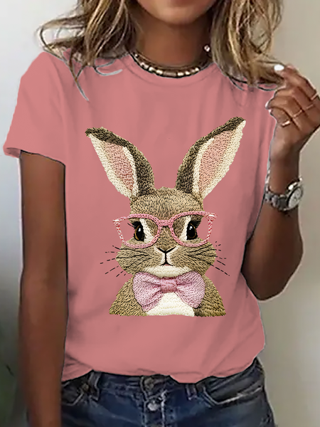 

Cute Easter Bunny Cotton T-Shirt, Orange pink, T-shirts
