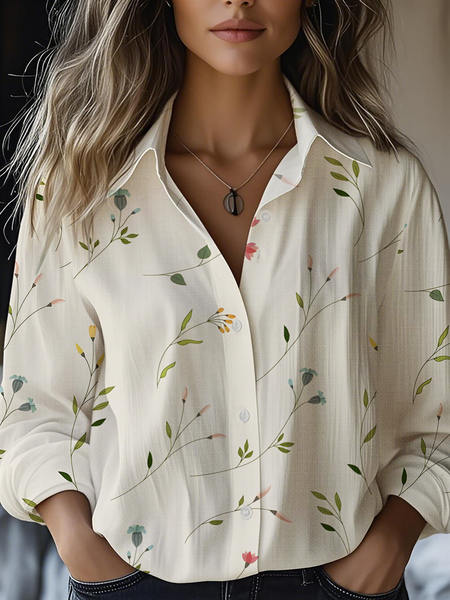 

Women's Art Floral Print Casual Shirt, As picture, Blouses