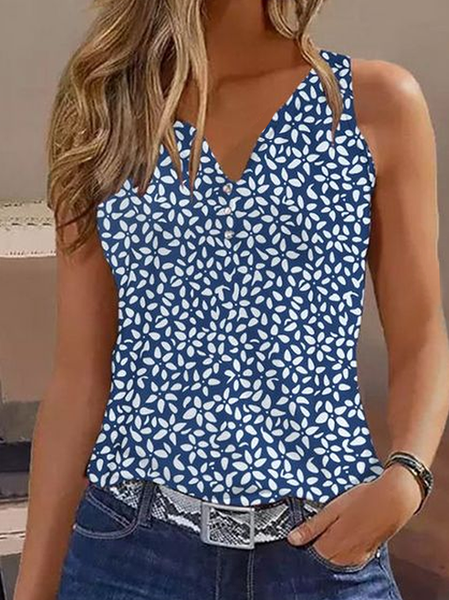 

Women Sleeveless Tank Top Camisole Summer Floral Printing V Neck Daily Casual Top, As picture, Tanks & Camis
