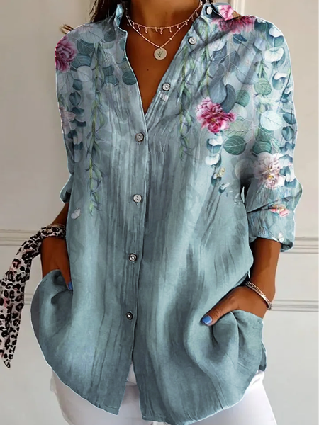 

Flowers Vintage Print Blouse, Green, Blouses