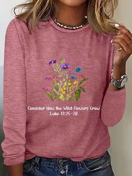 

Consider How The Wild Flowers Grow Casual Long Sleeve Shirt, Watermelon, Long sleeves