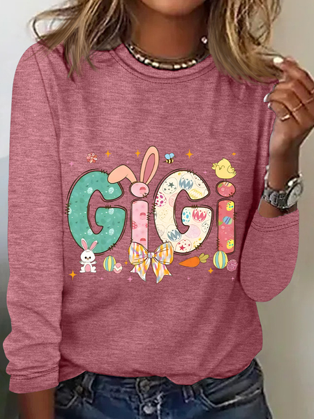 

Easter Gigi Casual Long Sleeve Shirt, Watermelon, Long sleeves