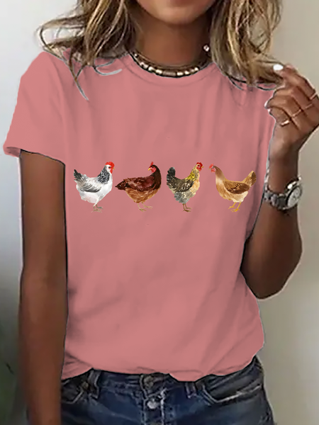 

Chicken Animal Lover Cotton T-Shirt, Orange pink, T-shirts