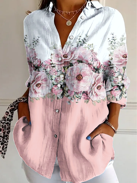 

Flowers Vintage Print Blouse, Pink, Blouses
