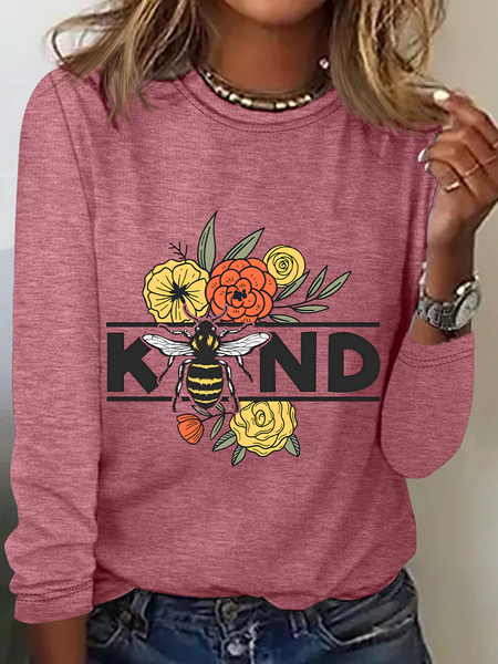 

Spread Kindness Floral Be Kind Casual Long Sleeve Shirt, Watermelon, Long sleeves