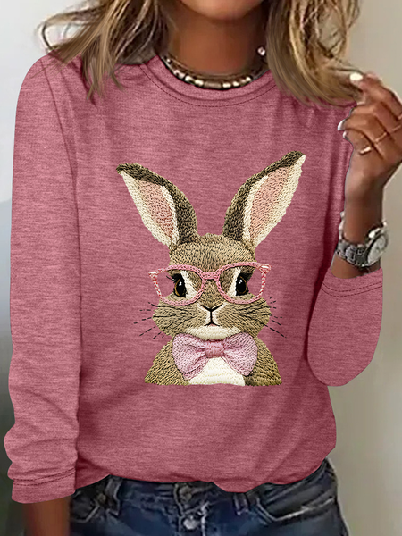 

Cute Easter Bunny Casual Long Sleeve Shirt, Watermelon, Long sleeves