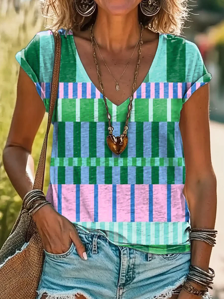 

Casual Geometric T-Shirt, As picture, T-shirts
