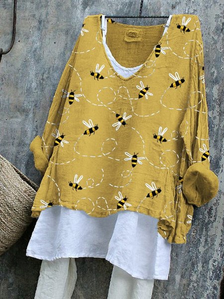 

Cotton Casual T-Shirt, Yellow, Long sleeves