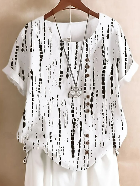

Casual Geometric Blouse, As picture, Blouses & Shirts