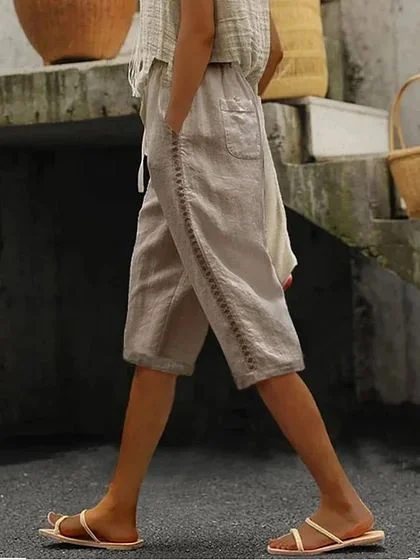 

Women Geometric Fifth Pants Pant Casual Summer Trousers, Khaki, Pants