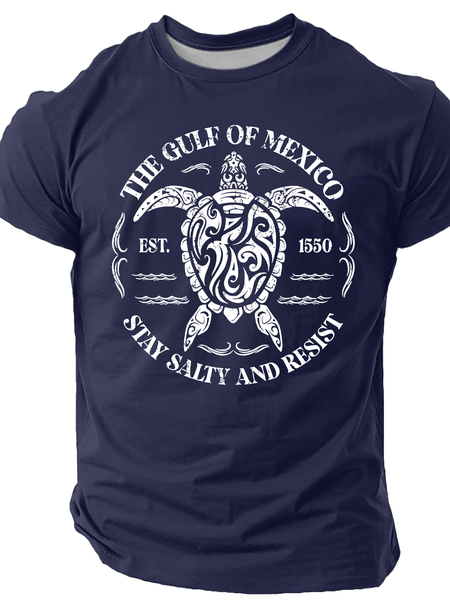 Gulf Of Mexico Cotton T-Shirt, Navyblue, T-shirts