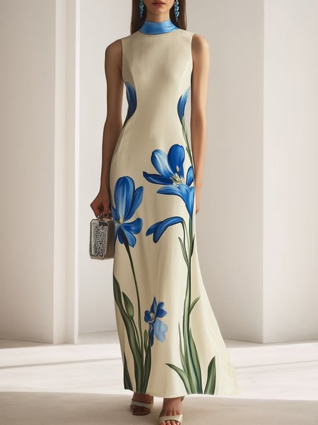Vacation Floral Printing Maxi Dress, As picture, Maxi Dresses