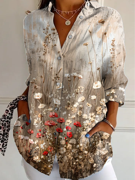 

Vintage Flowers Print T-Shirt, Apricot, Blouses