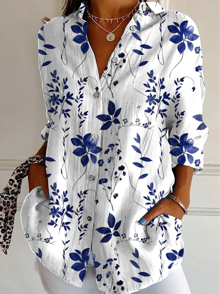 

Vintage Flowers Print Blouse, White, Blouses
