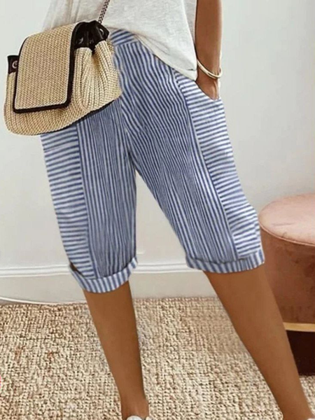 

Women's H-Line Straight Pants Daily Going Out Pants Blue Casual Printing Striped Summer Pants, Pants