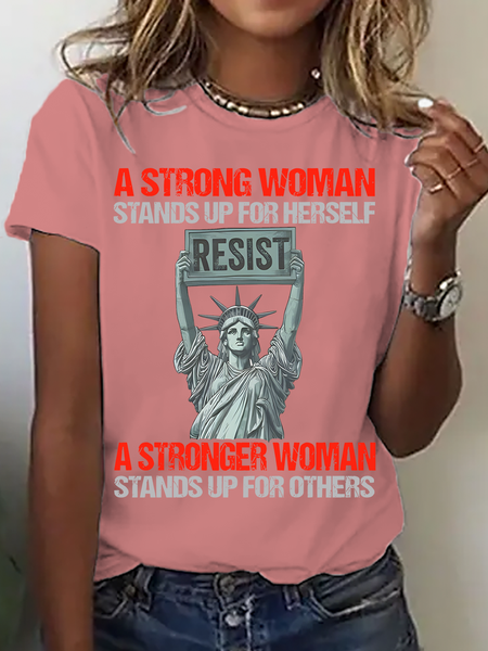 

A Strong Woman Cotton T-Shirt, Orange pink, T-shirts