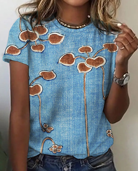 

Vintage Print T-Shirt, Blue, T-shirts