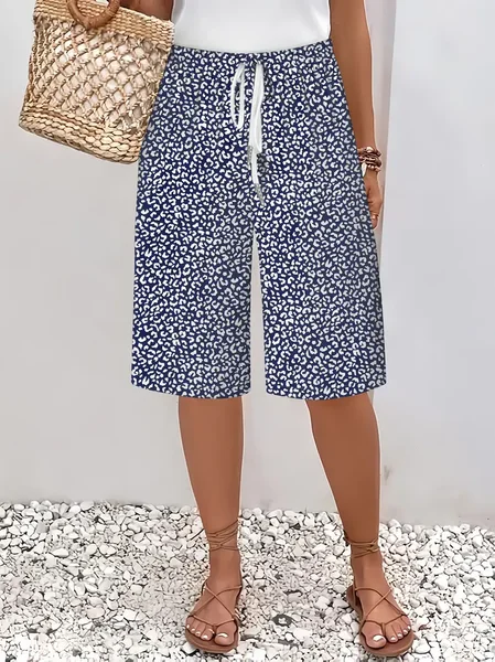 

Women Floral Fifth Pants Pant Casual Summer Trousers, Deep blue, Pants